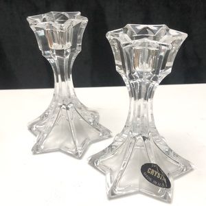 Vintage DePlomb Crystal Star Candle Holders 4 inches